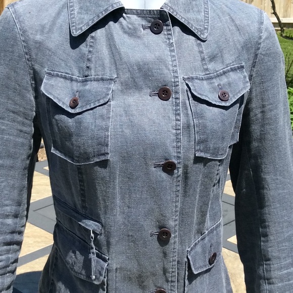 Calvin Klein Jackets & Blazers - Blue Linen Cotton Jacket Calvin Klein 8 NWOT 1990’s